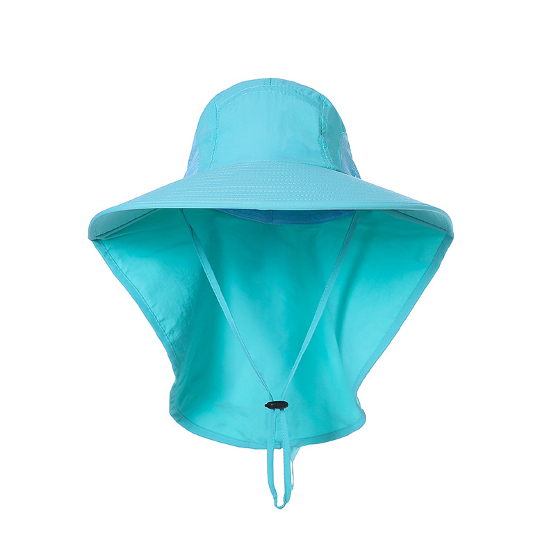 Sun Hats Nuv Ntses Hat nrog Neck Flap Breathable Waterproof Wide Brim Cap
