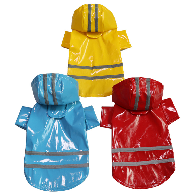 Jas Hujan Anjing Piaraan Hapus Baju Tahan Air Hooded Jaket Hujan Plastik Anak Anjing Hujan Poncho Pet Rainwear
