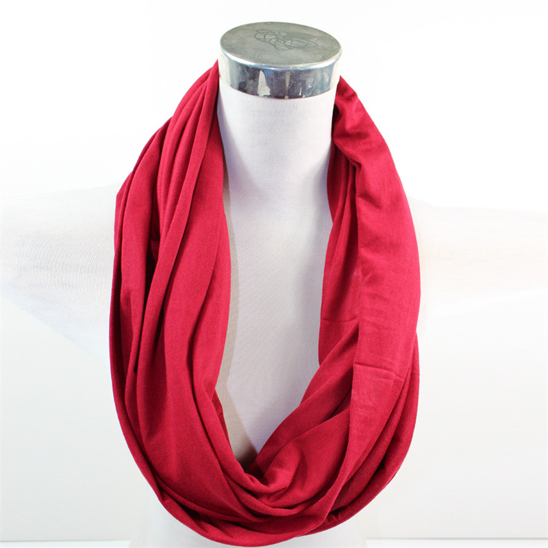 لچکدار جرسی ہیڈ سکارف ہموار لامتناہی لوپ ہلکے وزن ٹھوس رنگوں کا سکارف