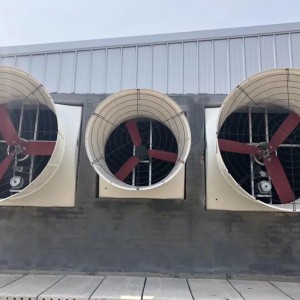 တရုတ်နိုင်ငံရှိ ဖန်လုံအိမ်ဝက်ခြံအတွက် ဖိုက်ဘာမှန် Louver Frp Cone Exhaust Fan