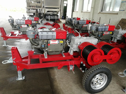 Mesin Diesel Bensin Powered Winch Cable Double Drum Winch