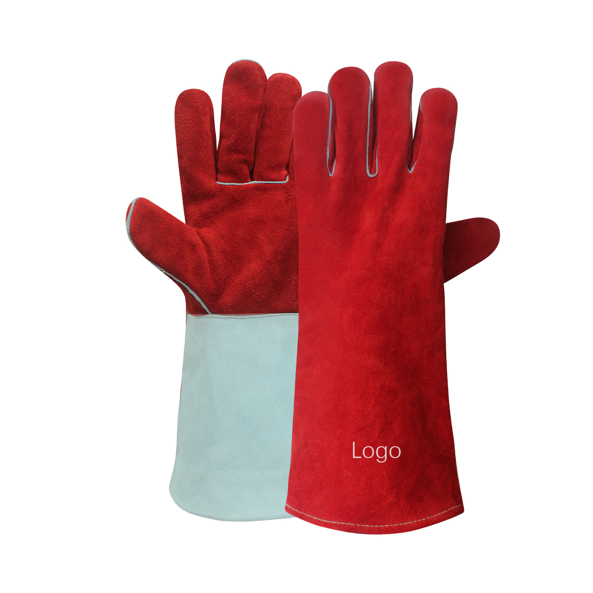 Red Uaccam Leather Welding Gloves Working Gloves Split Leather