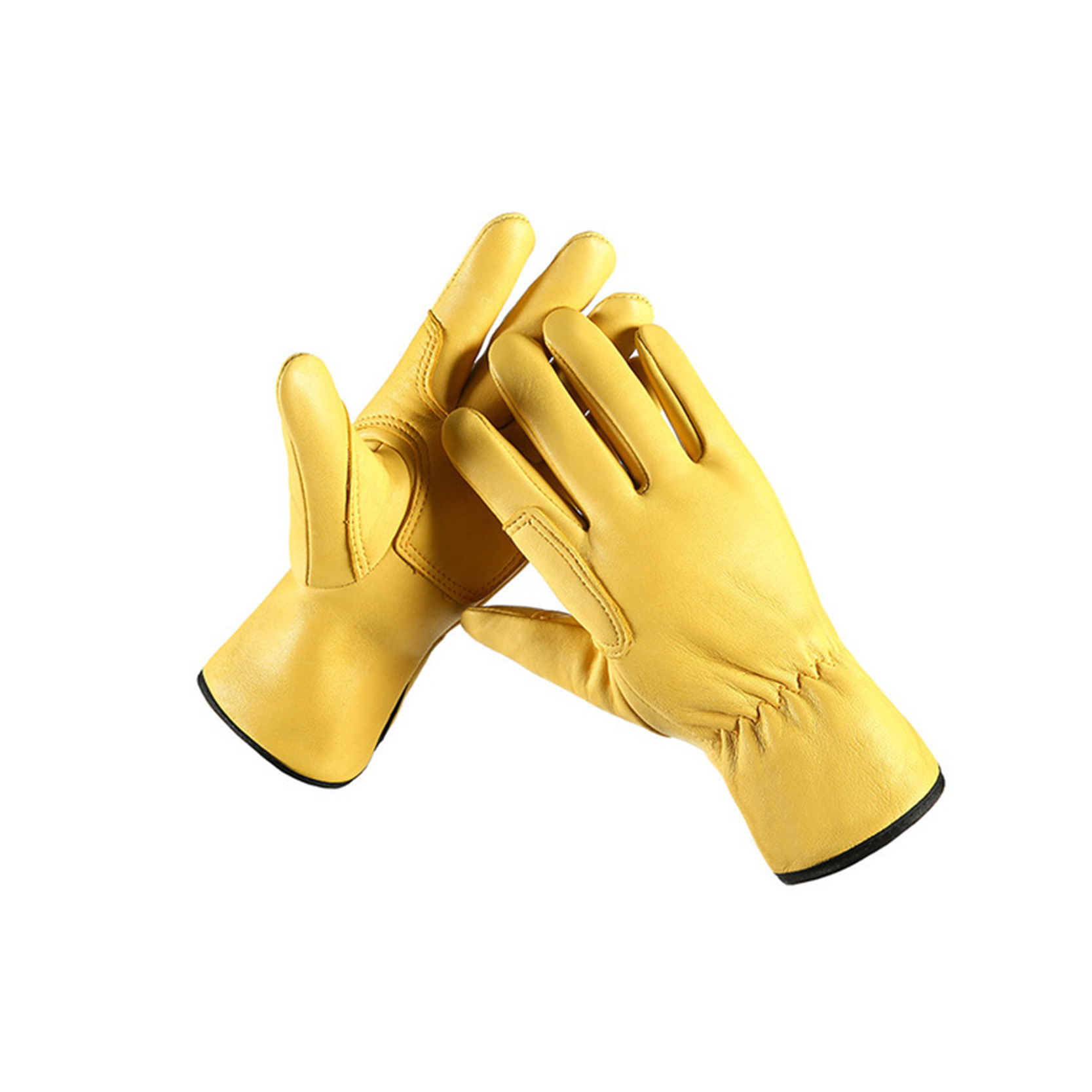 Unlined Txiv neej Cowhide Leather Work Gloves, Tsav Hnab looj tes Featured duab