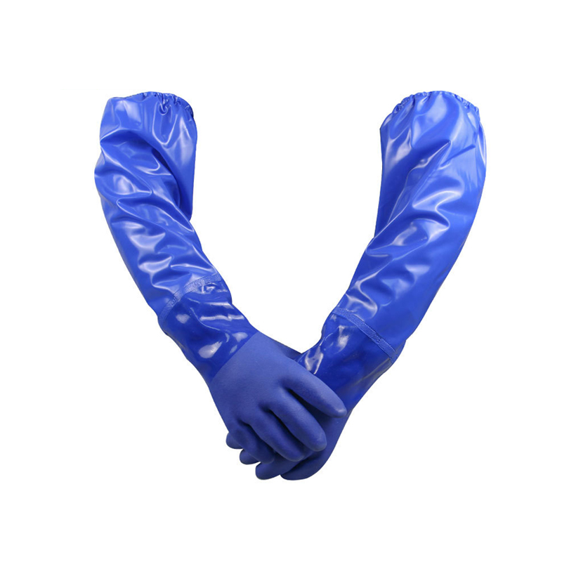 Kemično odporne PVC delovne rokavice za naftno in plinsko industrijo, avtomobilsko industrijo, lakirsko industrijo, močne bombažne podložene modre