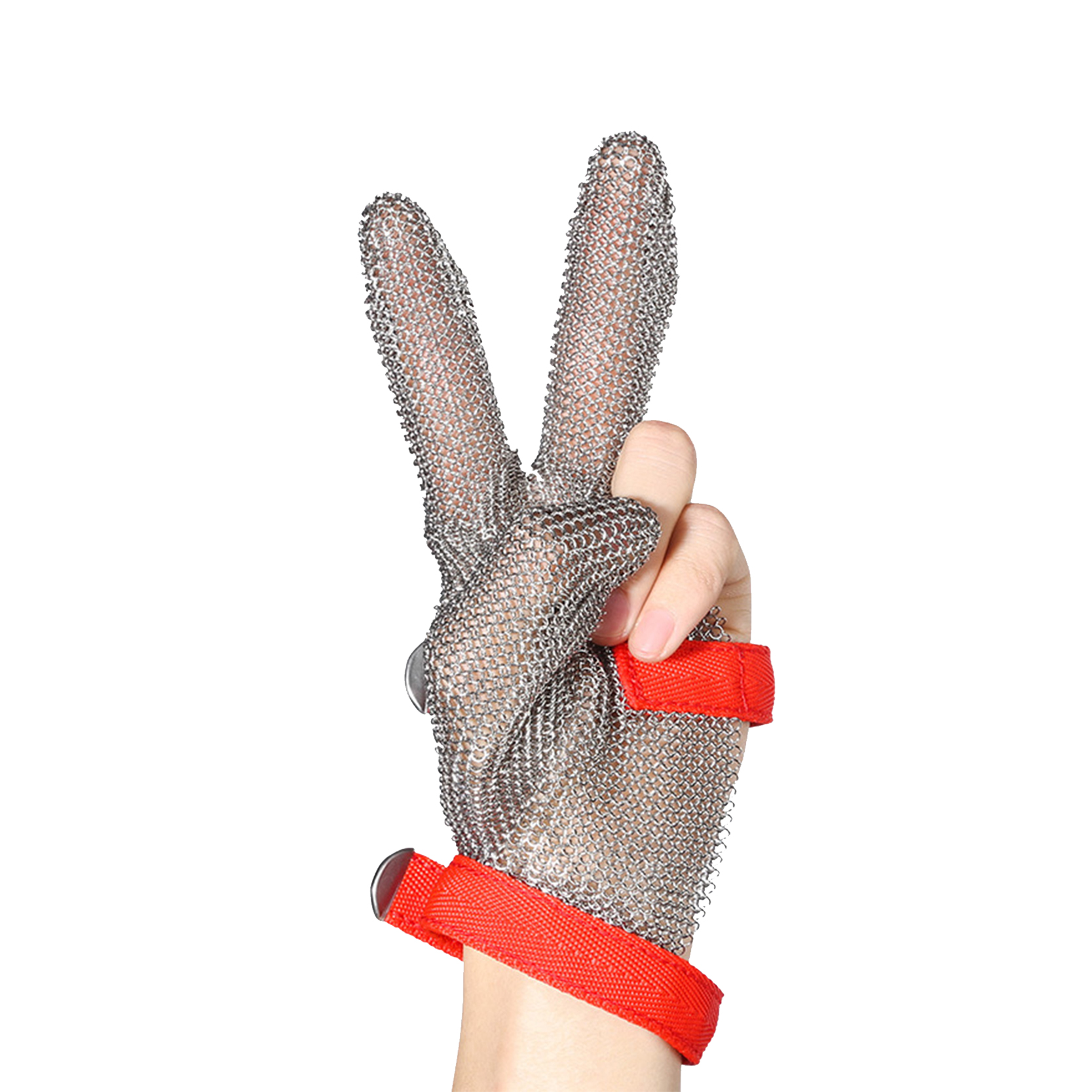 Rękawiczki na 3 palce ze stali nierdzewnej z paskiem ze stali nierdzewnej / rękawice ochronne Buther