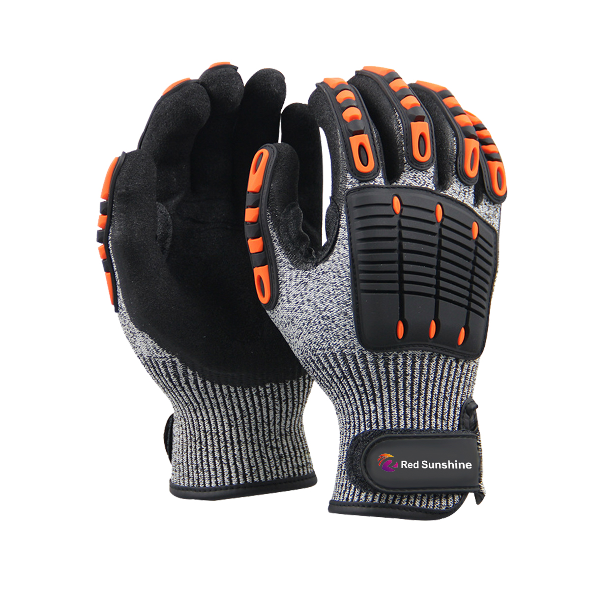 High impact TPR knuckle protect anti vibration mechanical gloves