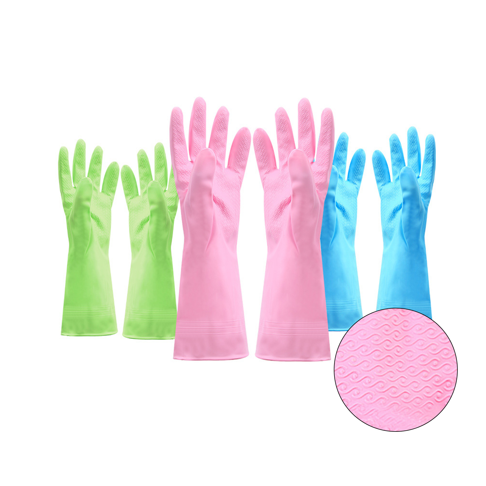 Reusable Kitchen Cleaning Gloves With Latex Free Non-Slip Swirl Grip Gloves for Dishwashing Featured Duab