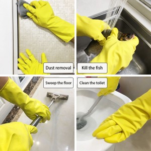 Hnab looj tes ntxuav tais diav, Professional Natural Rubber Latex Dishwashing Gloves, Reusable Kitchen Dishwasher Gloves