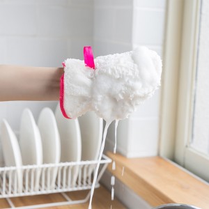 Cov Khoom Tshiab Tuaj Txog Hauv Tsev Gadgets Xyoob Fiber Dishwashing Gloves Durable Housework Bowl Cleaning Gloves