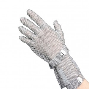 Ntxiv Long Cut Resistant Gloves Stainless Hlau Ring Slaughter Cutting Gloves