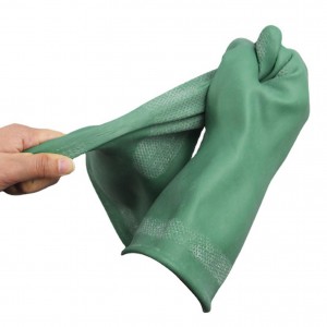 Chemical Resistant Gloves Roj Hmab Cov hnab looj tes tiv thaiv kev lag luam tes tiv thaiv