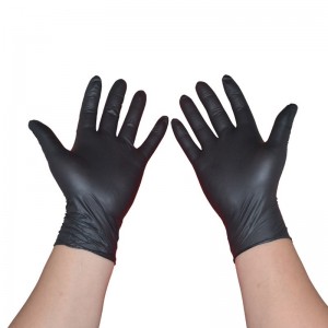 Czarne bezpudrowe niemedyczne rękawice nitrylowe