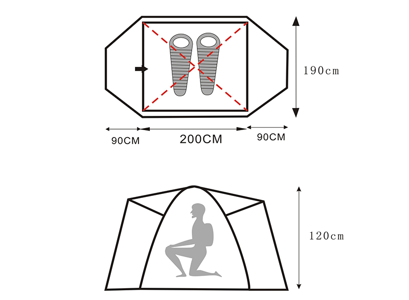 Vieglā kempinga 2 cilvēku telts Explore 100