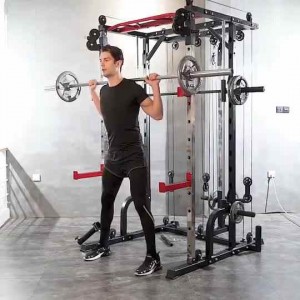 Cikakken Ƙarfin Horarwa Kayan Aikin Gaggawa Rabin Rack Power Cage Gida Gym Multi Functional Smith Machine Squat Rack
