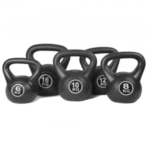 Home Fitness Equipment na Puno ng Buhangin na Plastic Cover Cement Kettlebell
