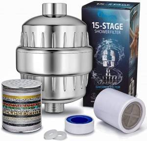 15 Stages Shower Water Filter with Carbon KDF for Hard Water
