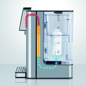 Dispensador instantáneo de auga quente de 2,7 l con filtro