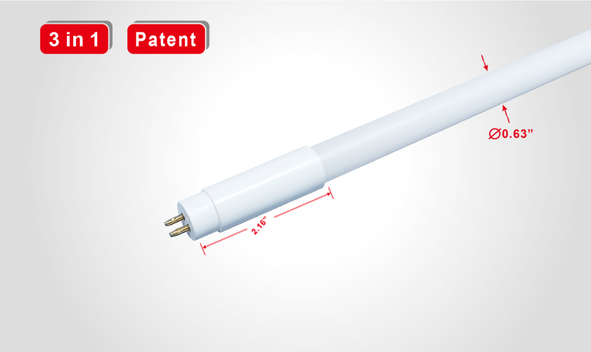 צינור LED מסוג T5 A+B (3 ב-1) תואם נטל, כניסת AC120-277V ישירה עם קצוות כפולים ויחידים