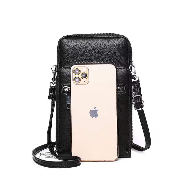 Crossbody Bag Leather Shoulder Sling Bag Small Messenger Multifunctional Men Cell Phone Wallet Bag Featured Image