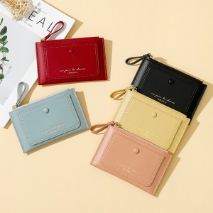 Thin ladies zipper card case wholesale ins simple small and exquisite change PU card case
