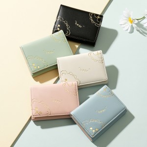 新しい韓国の三つ折り短い女性の財布の卸売