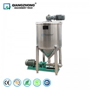 Cone bottom mixing tank with high viscosity conveying screw pump