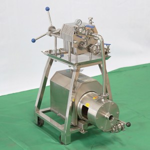 Stainless steel plate and frame filter with high shear mixer