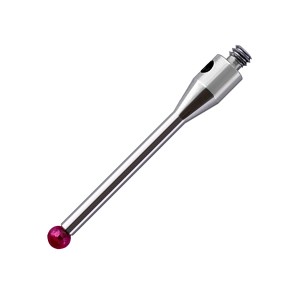 Straight stylus, M2 thread, ∅2 ruby ball, tungsten carbide stem, 20 length, EWL 7mm