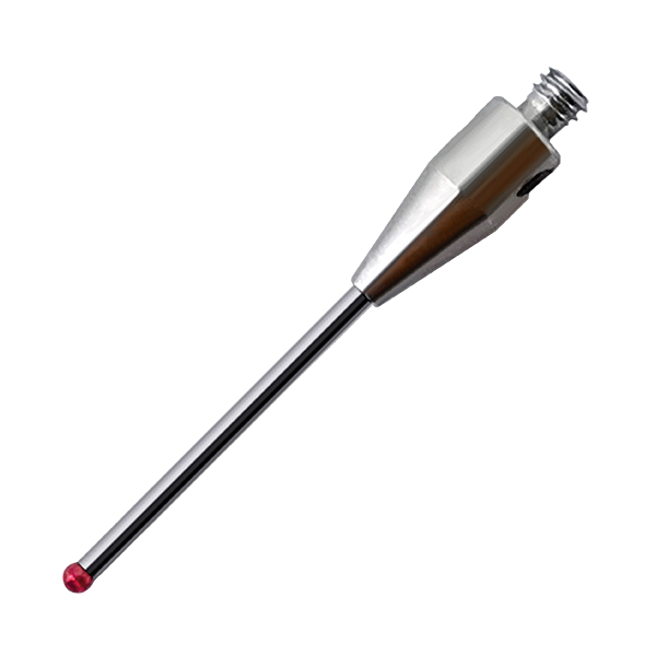 Straight stylus, M2 thread, ∅1 ruby ​​ball, tungsten carbide stem, 20 haba, EWL 12.5mm Itinatampok na Larawan