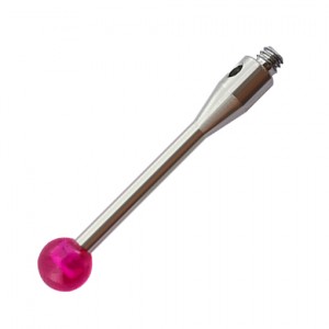 Rjochte stylus, M2 thread, ∅4 ruby ​​ball, wolfraam carbide steel, 20 lingte, EWL 20mm
