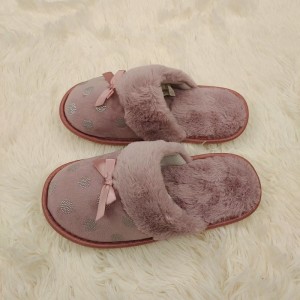 Ladies suede ጨርቅ ጎን አስገዳጅ የቤት ውስጥ slippers