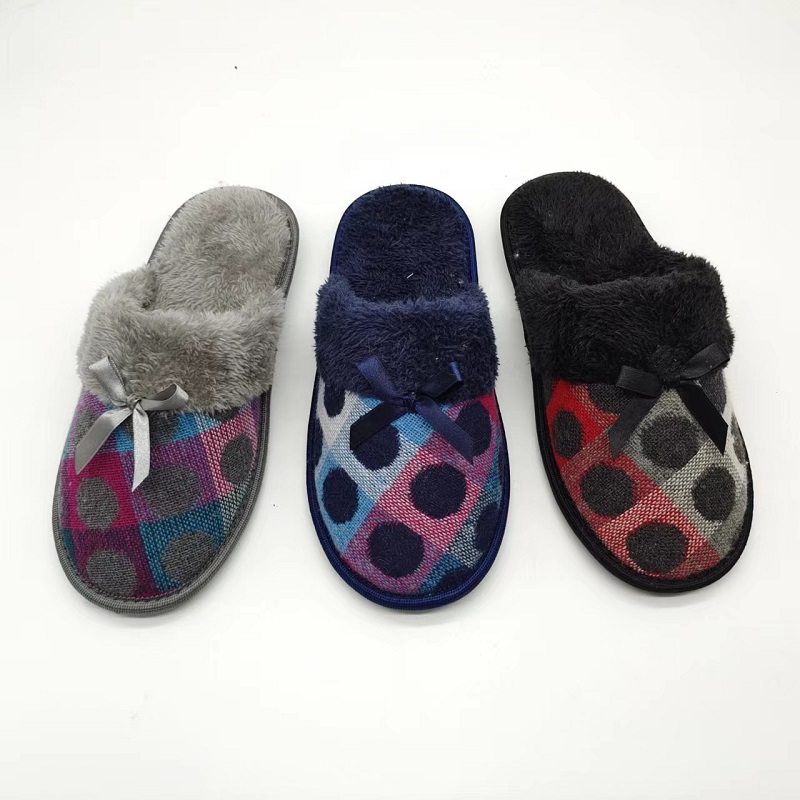 Ladies ດູໃບໄມ້ລົ່ນລະດູຫນາວ bowknot slippers indoor ຮູບພາບແນະນໍາ