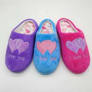 Ladies Heart Love Printing stitch and turndown indoor slippers