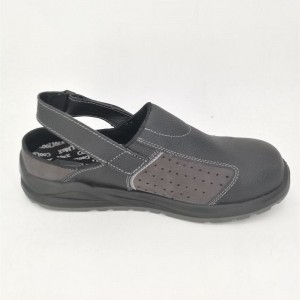 Zapatos de seguridad estilo sandalia superior de cuero suela de inyección de PU de doble densidad