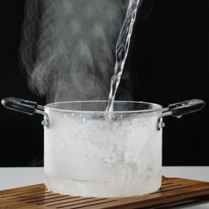 Wholesale high borosilicate glass pot Food Grade glass pot with lid glass bubble noodle bowl