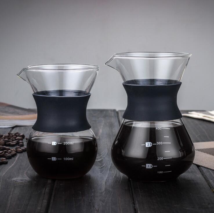 Hot Selling 2020 Borosilicate Glass Coffee Pot Borosilicate Pour Over Coffee Maker With rubber wood Sleeve Featured Image