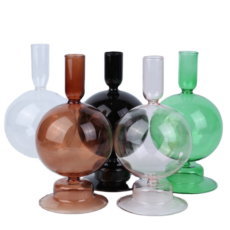 High quality glass candle Cheap Glass Candlesticks For Wedding And Home Decoration
