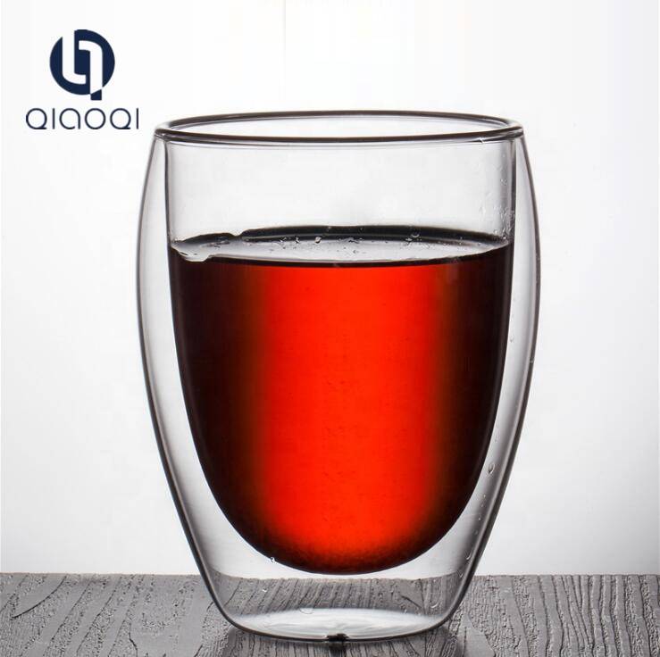 OEM wholesale high quality 80ml 150ml 450ml tall borosilicate double wall layer glass cup for tea