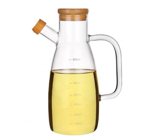 New style 650ml glass olive oil and vinegar bottle with top lid