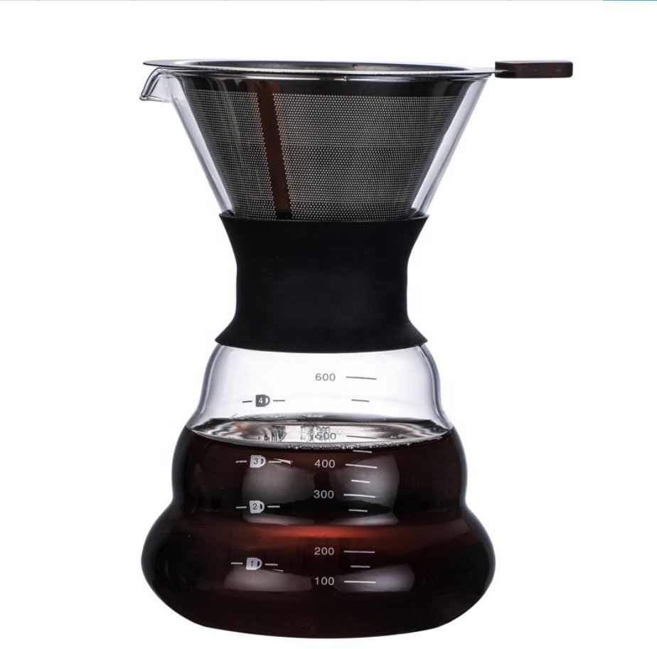Custom Wholesale Design Heat Resistant 400ml 600ml Hand pot coffee glass sharing pot
