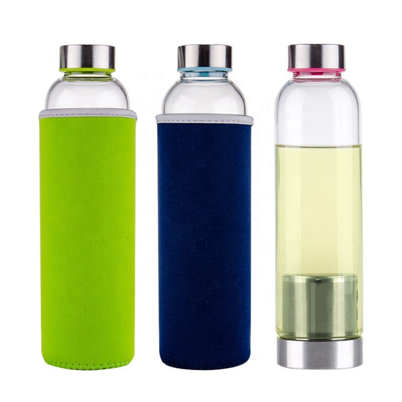 Custom Reusable Wholesale ECO Friendly Borosilicate Glass Tea Infuser Water Bottle
