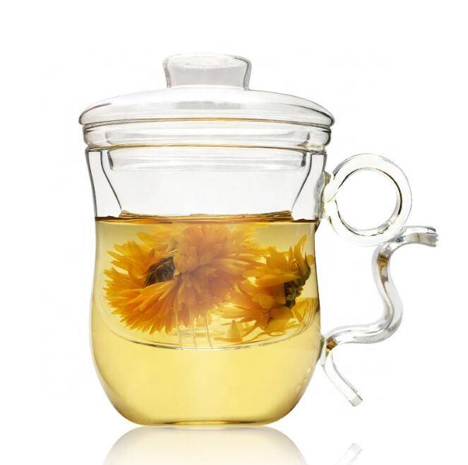 2020 Hot-selling Elegant handmade Glass Tea Cup Set with infuser Chinese tea cup borosilicate drinking glass 350ml