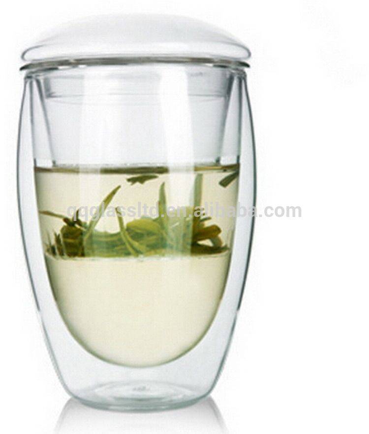 High Borosilicate Double Wall Glass Tea Coffee Beer Cups Mugs With Glass Lid