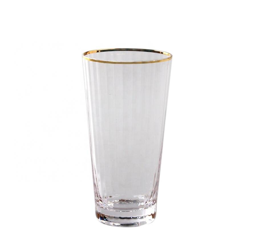 Wholesale hot sale high borosilicate glass water cup with gold rim