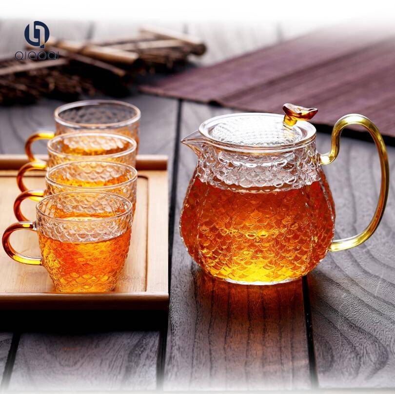 high borosilicate personalized glass Heat resistant glass tea pot set