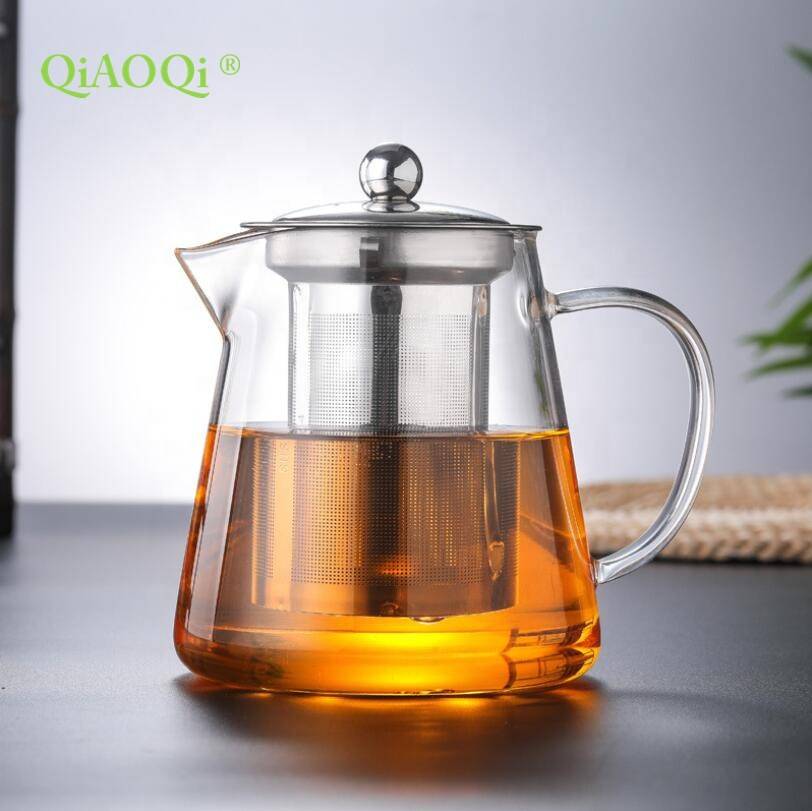 New Design Round Mini Borosilicate Glass Teapot With stainless Steel Strainer