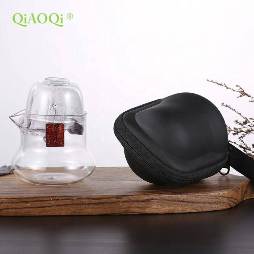 Wholesale portable glass travel tea set with travel bag for promotional gift