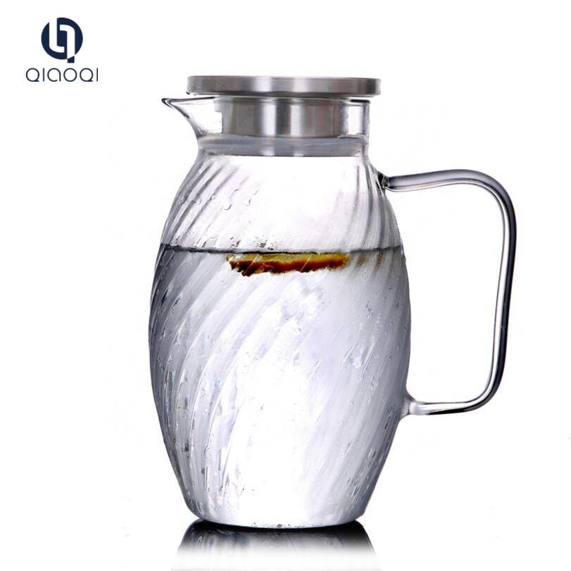 home goods large capacity glass teapot cold water kettle with stainless steel infuser