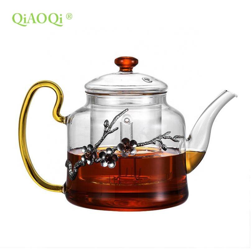 big size transparent clear pyrex glass cooking pot with color handle