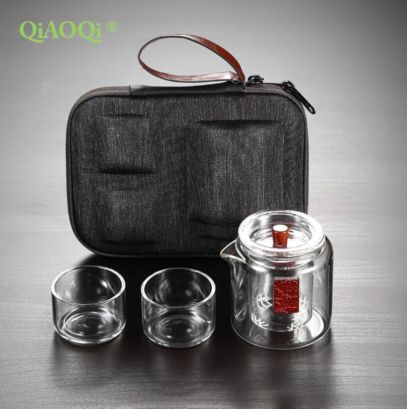 Travel Portable Tea Sets Heat Resistant High Borosilicate Glass Teaware Outdoor Tea Set Giftset